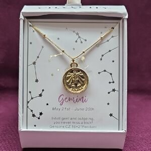 Gold Gemini Pendant Fashion Necklace